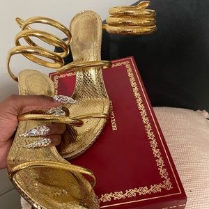 Rene Caovilla Gold Heels